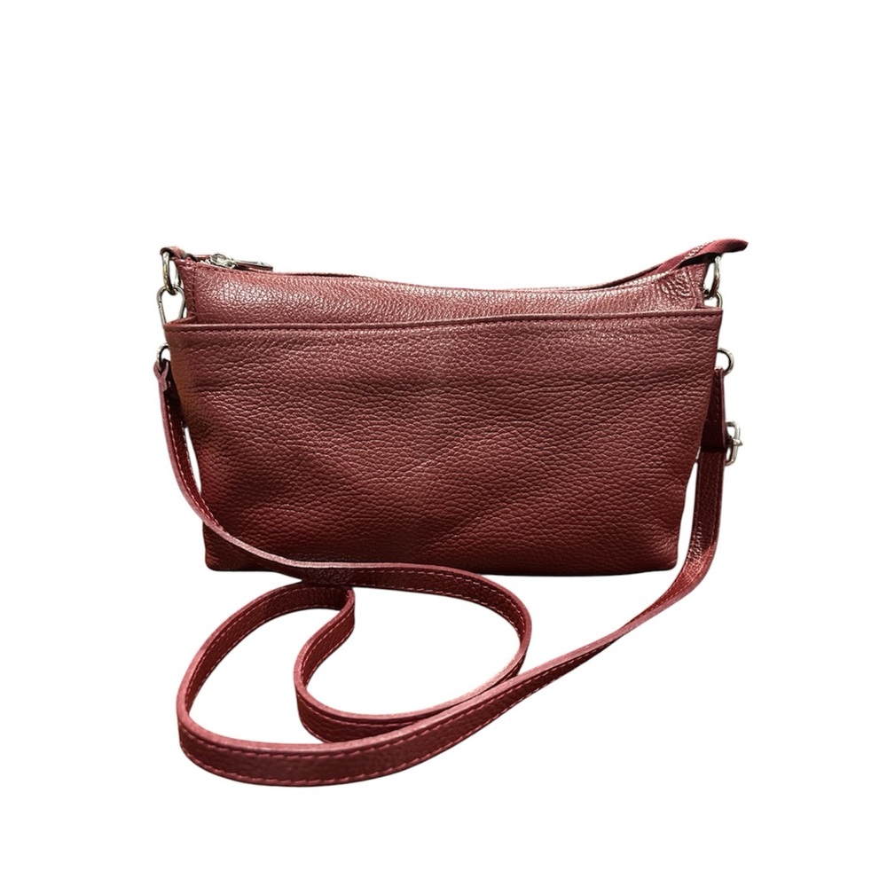 Laura Nardi Italian Leather Crossbody Bag Burgundy 
- Made in Italy-